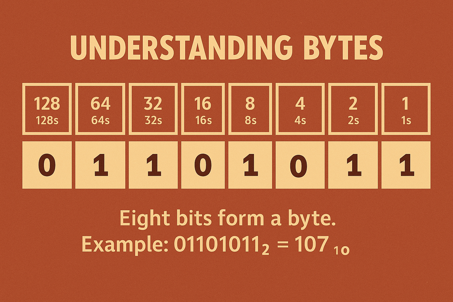 Byte place values and example conversion